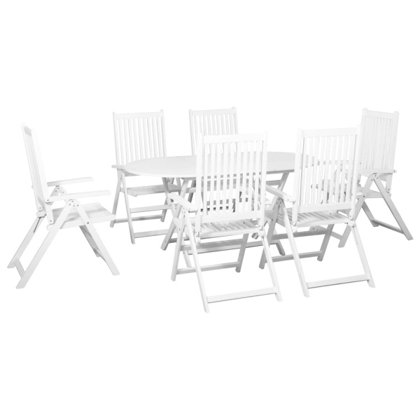 Set Mobilier De Exterior 7 Piese Alb Lemn Masiv De Acacia 44061